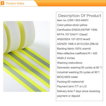 en533 flame retardent reflective warning tape for workwear